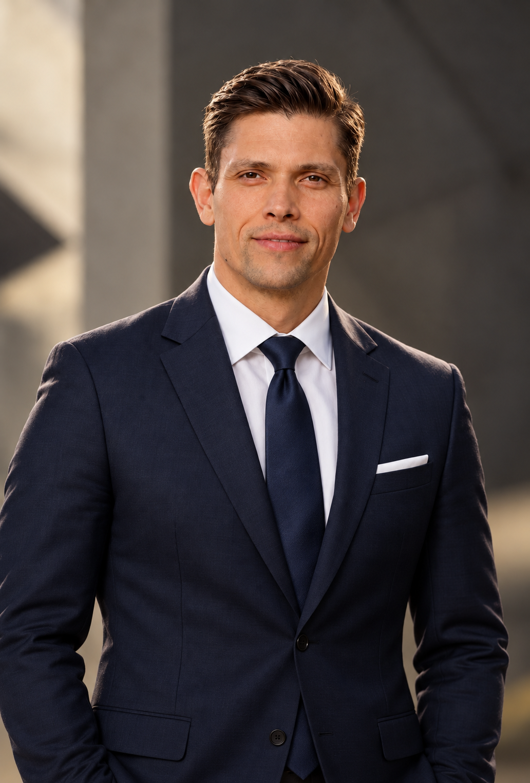 Vuk Ziza in a navy suit